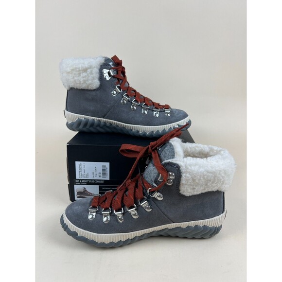 Sorel Out N About Plus Conquest Boots Womens 5 Gray Quarry Shoes Waterproof NWB - Picture 1 of 11